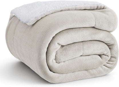 GentleSoft Sherpa Fleece Throw Blanket Twin Size for Couch - Thick and Warm Throw for Women and Men, Soft Fuzzy Plush Blanke for Winter, Grey, 60x80 Inches