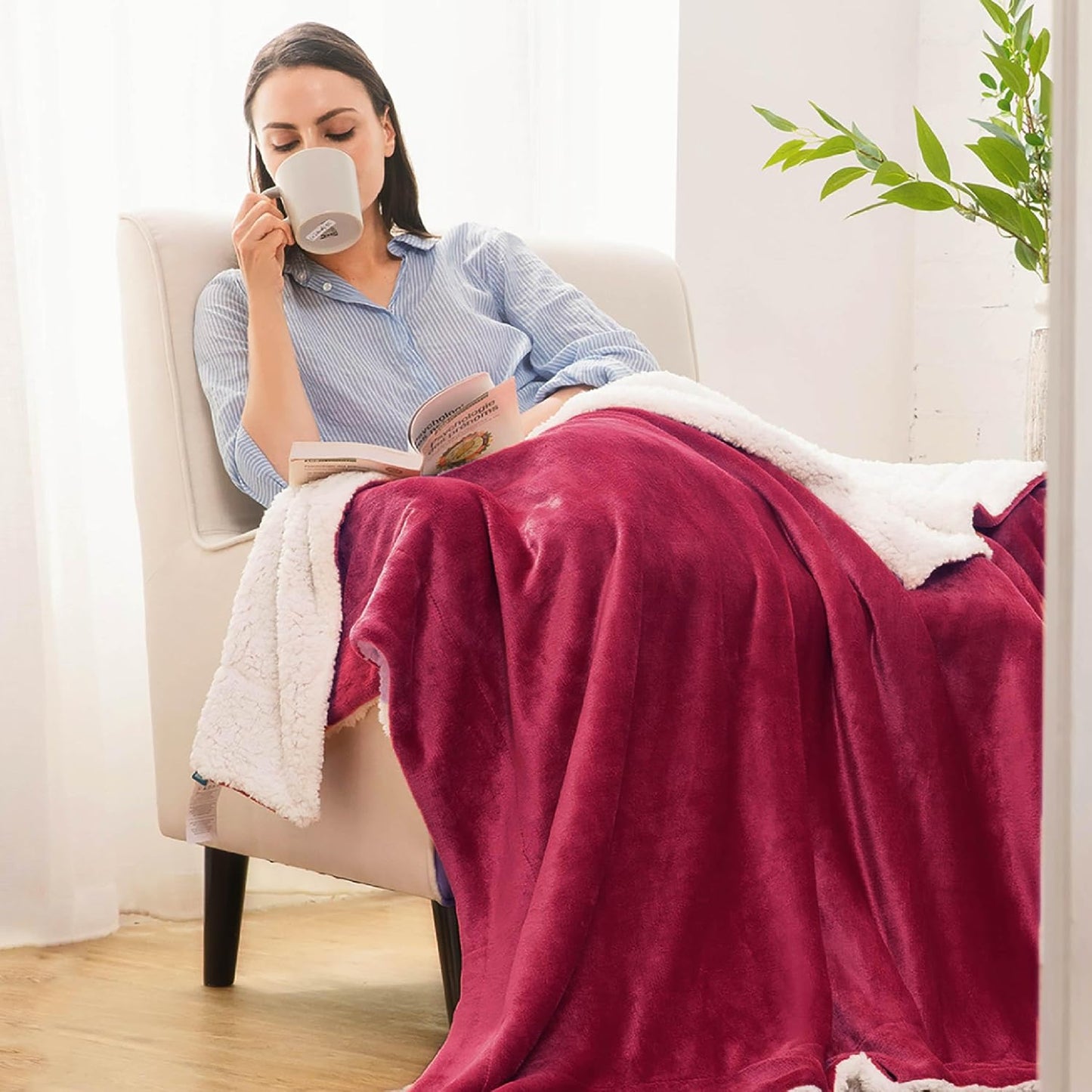 GentleSoft Sherpa Fleece Throw Blanket Twin Size for Couch - Thick and Warm Throw for Women and Men, Soft Fuzzy Plush Blanke for Winter, Grey, 60x80 Inches