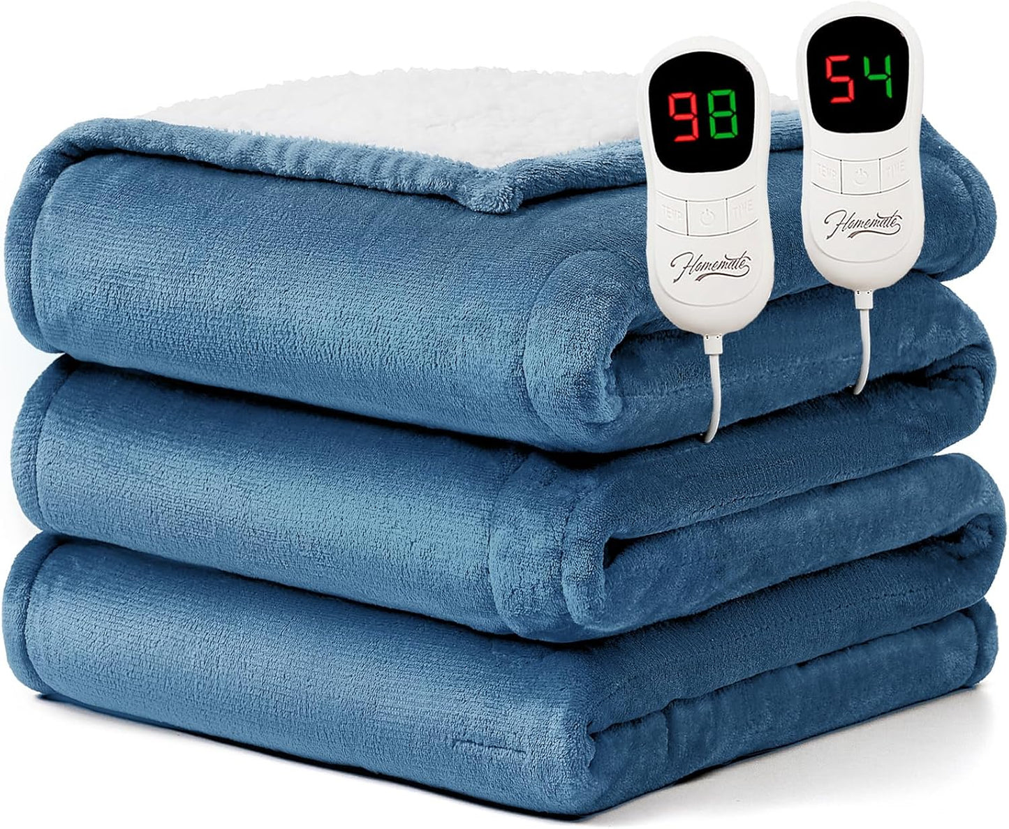 Heated Blanket Electric Throw - 50"x60" Heating Blanket Throw 1/2/4/6/8 Hours Auto-Off 10 Heat Level Over-Heat Protection Flannel Sherpa ETL Certification