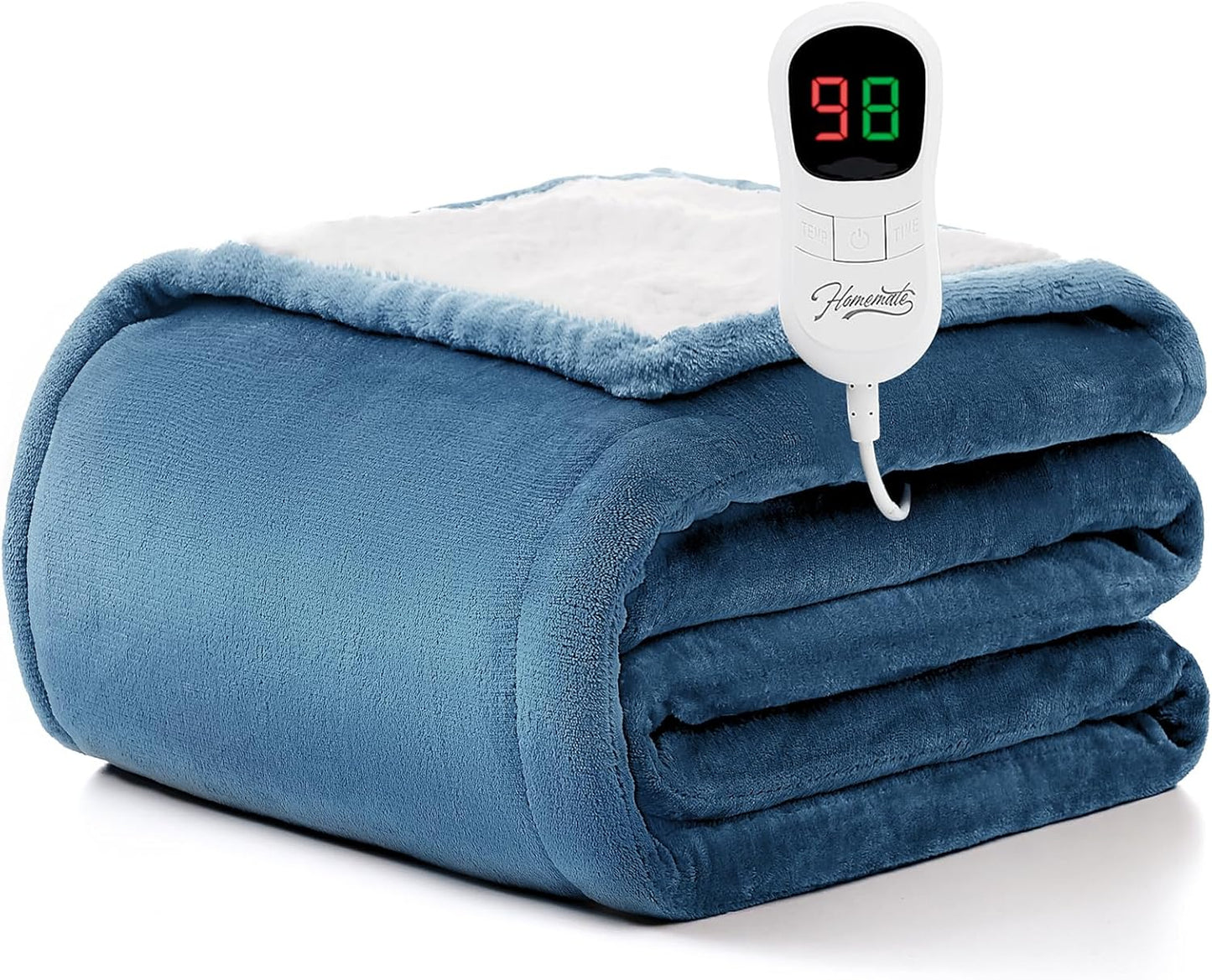 Heated Blanket Electric Throw - 50"x60" Heating Blanket Throw 1/2/4/6/8 Hours Auto-Off 10 Heat Level Over-Heat Protection Flannel Sherpa ETL Certification