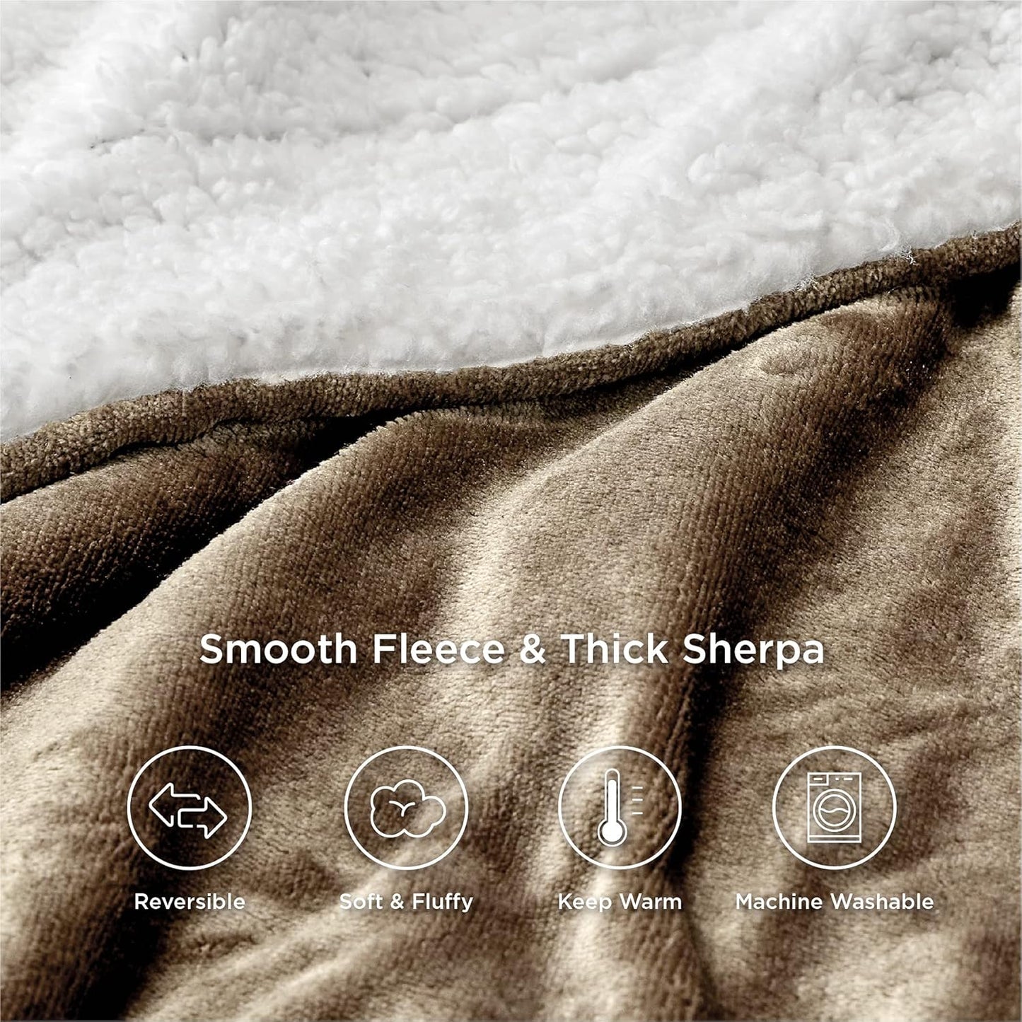 GentleSoft Sherpa Fleece Throw Blanket Twin Size for Couch - Thick and Warm Throw for Women and Men, Soft Fuzzy Plush Blanke for Winter, Grey, 60x80 Inches