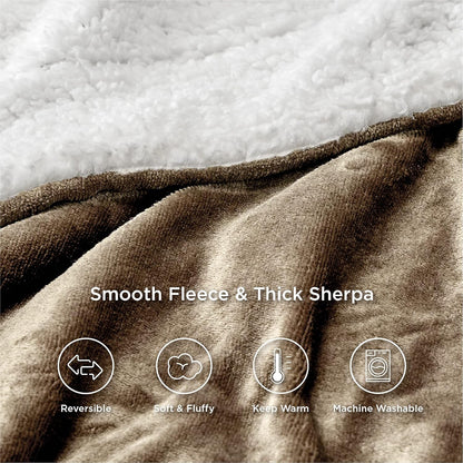 GentleSoft Sherpa Fleece Throw Blanket Twin Size for Couch - Thick and Warm Throw for Women and Men, Soft Fuzzy Plush Blanke for Winter, Grey, 60x80 Inches