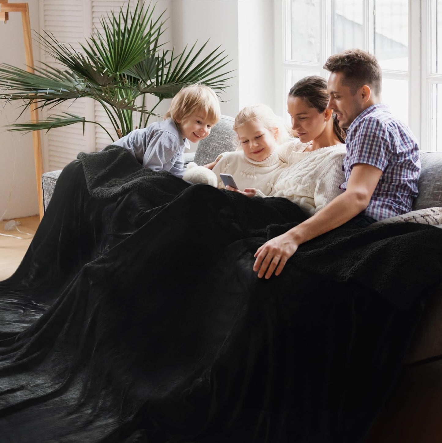 GentleSoft Sherpa Fleece Throw Blanket Twin Size for Couch - Thick and Warm Throw for Women and Men, Soft Fuzzy Plush Blanke for Winter, Grey, 60x80 Inches