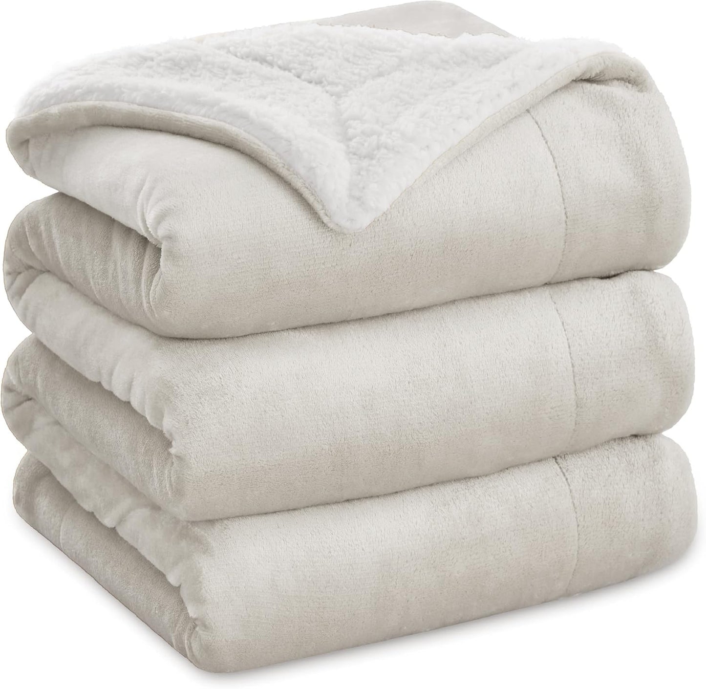 GentleSoft Sherpa Fleece Throw Blanket Twin Size for Couch - Thick and Warm Throw for Women and Men, Soft Fuzzy Plush Blanke for Winter, Grey, 60x80 Inches