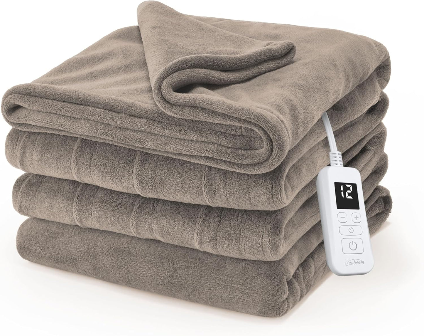 Electric Royal Luxe Microplush Heated Blanket, 12 Heat Settings, 12-Hour Auto Shut-Off, Fast Heating, Warm & Cozy, Machine Washable, Dove Gray Color, Full (84" x 72")