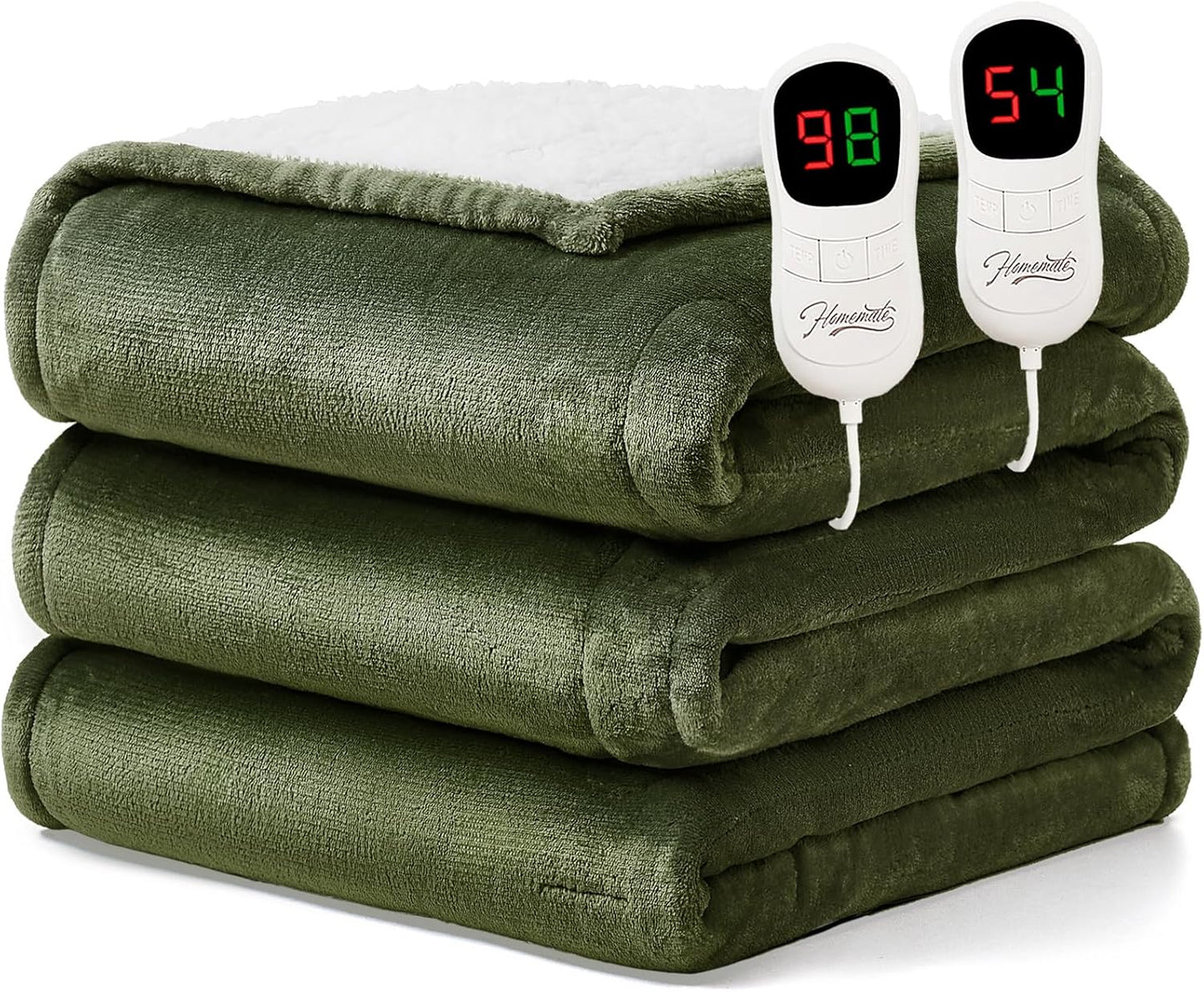 Heated Blanket Electric Throw - 50"x60" Heating Blanket Throw 1/2/4/6/8 Hours Auto-Off 10 Heat Level Over-Heat Protection Flannel Sherpa ETL Certification
