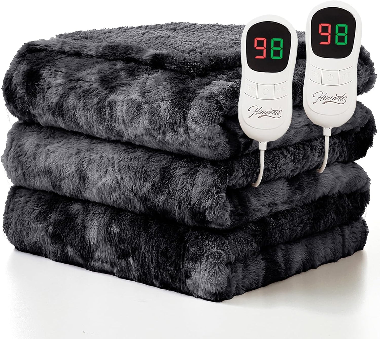 Heated Blanket Electric Throw - 50"x60" Heating Blanket Throw 1/2/4/6/8 Hours Auto-Off 10 Heat Level Over-Heat Protection Flannel Sherpa ETL Certification