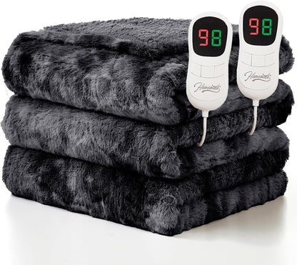 Heated Blanket Electric Throw - 50"x60" Heating Blanket Throw 1/2/4/6/8 Hours Auto-Off 10 Heat Level Over-Heat Protection Flannel Sherpa ETL Certification