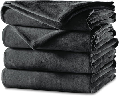 Heated Blanket | Velvet Plush, 10 Heat Settings, Slate, King