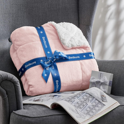 GentleSoft Sherpa Fleece Throw Blanket Twin Size for Couch - Thick and Warm Throw for Women and Men, Soft Fuzzy Plush Blanke for Winter, Grey, 60x80 Inches