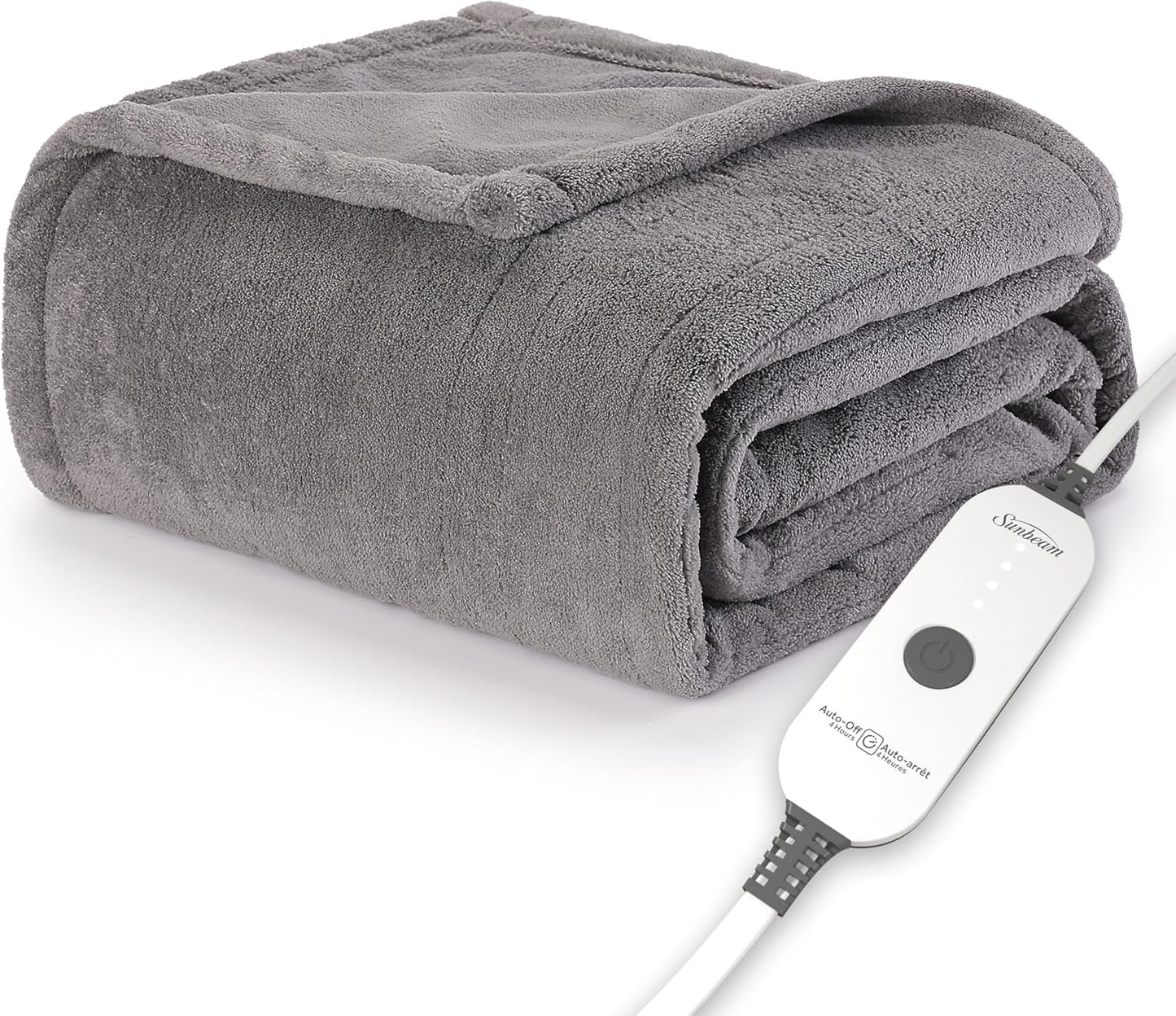 Electric Royal Luxe Microplush Heated Blanket, 12 Heat Settings, 12-Hour Auto Shut-Off, Fast Heating, Warm & Cozy, Machine Washable, Dove Gray Color, Full (84" x 72")