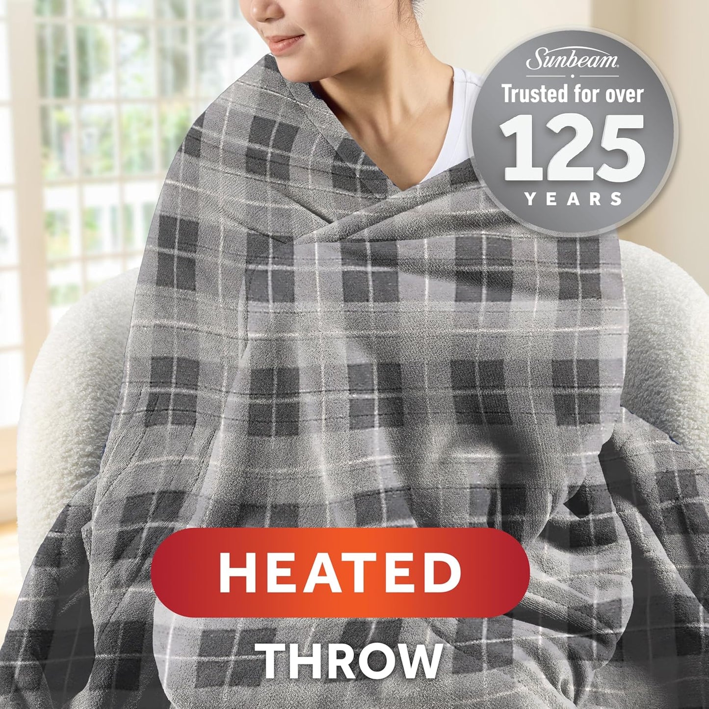 Electric Royal Luxe Microplush Heated Blanket, 12 Heat Settings, 12-Hour Auto Shut-Off, Fast Heating, Warm & Cozy, Machine Washable, Dove Gray Color, Full (84" x 72")