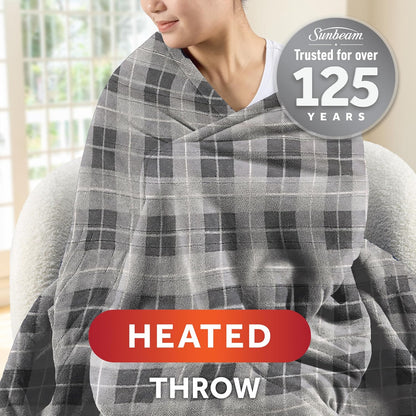 Electric Royal Luxe Microplush Heated Blanket, 12 Heat Settings, 12-Hour Auto Shut-Off, Fast Heating, Warm & Cozy, Machine Washable, Dove Gray Color, Full (84" x 72")