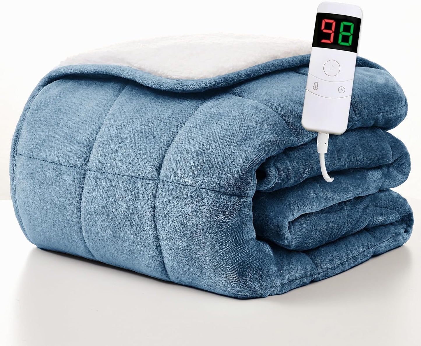 Heated Blanket Electric Throw - 50"x60" Heating Blanket Throw 1/2/4/6/8 Hours Auto-Off 10 Heat Level Over-Heat Protection Flannel Sherpa ETL Certification