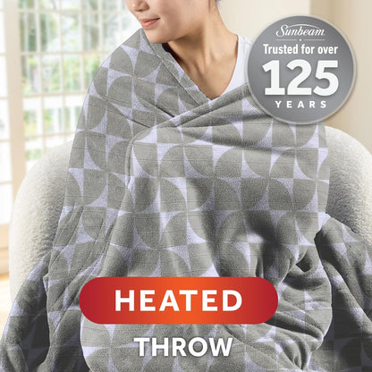 Electric Royal Luxe Microplush Heated Blanket, 12 Heat Settings, 12-Hour Auto Shut-Off, Fast Heating, Warm & Cozy, Machine Washable, Dove Gray Color, Full (84" x 72")