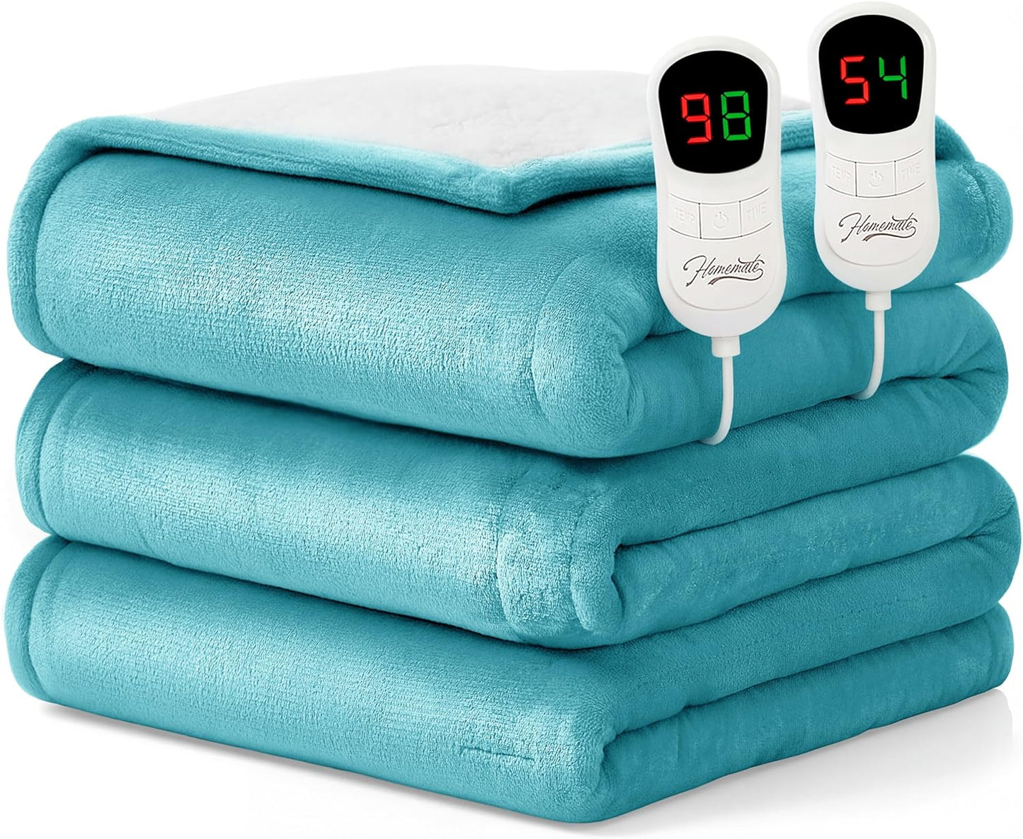Heated Blanket Electric Throw - 50"x60" Heating Blanket Throw 1/2/4/6/8 Hours Auto-Off 10 Heat Level Over-Heat Protection Flannel Sherpa ETL Certification