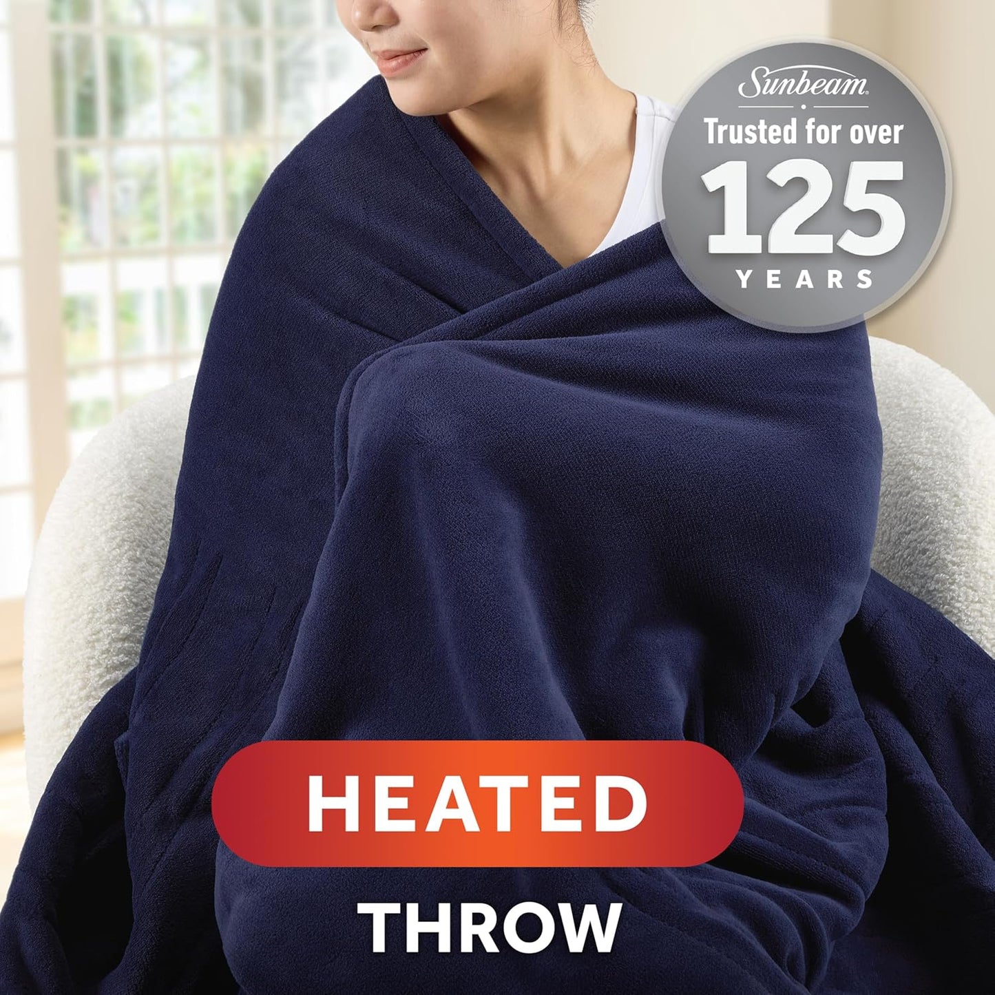 Electric Royal Luxe Microplush Heated Blanket, 12 Heat Settings, 12-Hour Auto Shut-Off, Fast Heating, Warm & Cozy, Machine Washable, Dove Gray Color, Full (84" x 72")