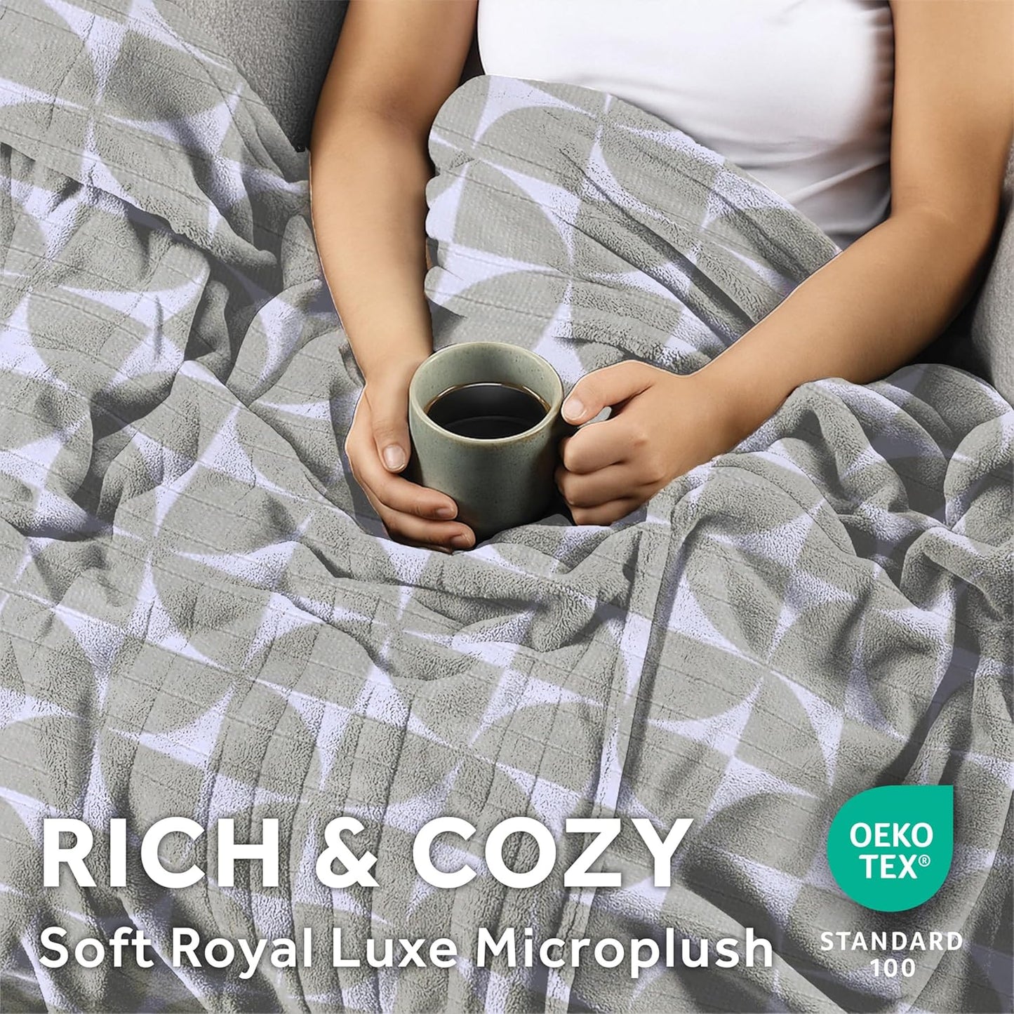 Electric Royal Luxe Microplush Heated Blanket, 12 Heat Settings, 12-Hour Auto Shut-Off, Fast Heating, Warm & Cozy, Machine Washable, Dove Gray Color, Full (84" x 72")