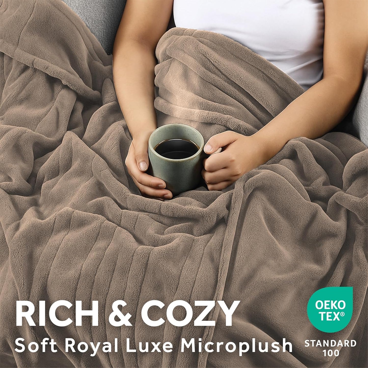 Electric Royal Luxe Microplush Heated Blanket, 12 Heat Settings, 12-Hour Auto Shut-Off, Fast Heating, Warm & Cozy, Machine Washable, Dove Gray Color, Full (84" x 72")