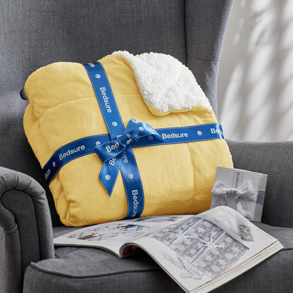 GentleSoft Sherpa Fleece Throw Blanket Twin Size for Couch - Thick and Warm Throw for Women and Men, Soft Fuzzy Plush Blanke for Winter, Grey, 60x80 Inches