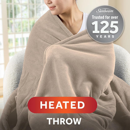 Electric Royal Luxe Microplush Heated Blanket, 12 Heat Settings, 12-Hour Auto Shut-Off, Fast Heating, Warm & Cozy, Machine Washable, Dove Gray Color, Full (84" x 72")