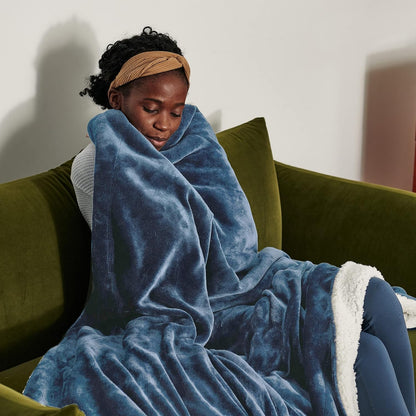 GentleSoft Sherpa Fleece Throw Blanket Twin Size for Couch - Thick and Warm Throw for Women and Men, Soft Fuzzy Plush Blanke for Winter, Grey, 60x80 Inches