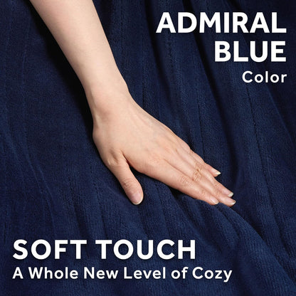 Electric Royal Luxe Microplush Heated Blanket, 12 Heat Settings, 12-Hour Auto Shut-Off, Fast Heating, Warm & Cozy, Machine Washable, Dove Gray Color, Full (84" x 72")