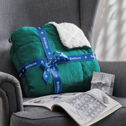 GentleSoft Sherpa Fleece Throw Blanket Twin Size for Couch - Thick and Warm Throw for Women and Men, Soft Fuzzy Plush Blanke for Winter, Grey, 60x80 Inches