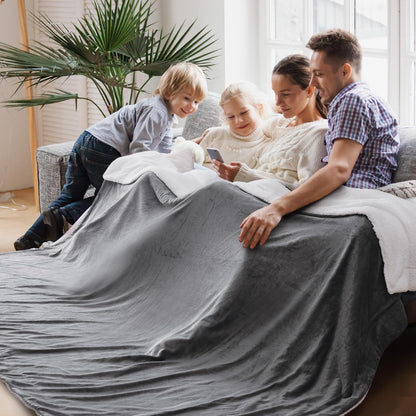 GentleSoft Sherpa Fleece Throw Blanket Twin Size for Couch - Thick and Warm Throw for Women and Men, Soft Fuzzy Plush Blanke for Winter, Grey, 60x80 Inches