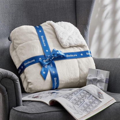 GentleSoft Sherpa Fleece Throw Blanket Twin Size for Couch - Thick and Warm Throw for Women and Men, Soft Fuzzy Plush Blanke for Winter, Grey, 60x80 Inches