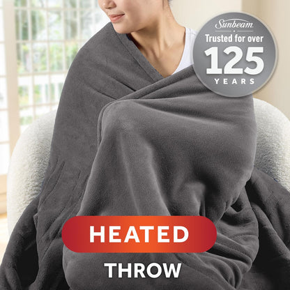 Electric Royal Luxe Microplush Heated Blanket, 12 Heat Settings, 12-Hour Auto Shut-Off, Fast Heating, Warm & Cozy, Machine Washable, Dove Gray Color, Full (84" x 72")