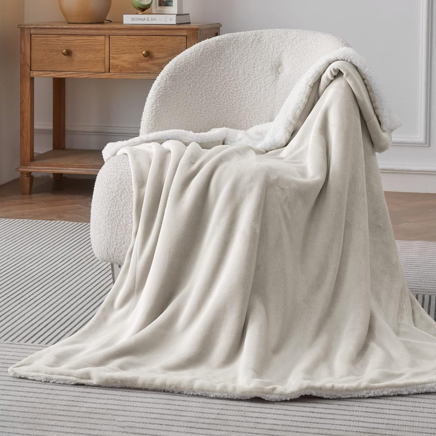 GentleSoft Sherpa Fleece Throw Blanket Twin Size for Couch - Thick and Warm Throw for Women and Men, Soft Fuzzy Plush Blanke for Winter, Grey, 60x80 Inches
