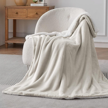 GentleSoft Sherpa Fleece Throw Blanket Twin Size for Couch - Thick and Warm Throw for Women and Men, Soft Fuzzy Plush Blanke for Winter, Grey, 60x80 Inches