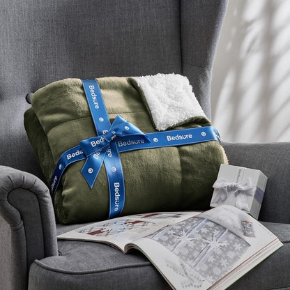 GentleSoft Sherpa Fleece Throw Blanket Twin Size for Couch - Thick and Warm Throw for Women and Men, Soft Fuzzy Plush Blanke for Winter, Grey, 60x80 Inches