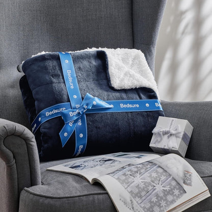 GentleSoft Sherpa Fleece Throw Blanket Twin Size for Couch - Thick and Warm Throw for Women and Men, Soft Fuzzy Plush Blanke for Winter, Grey, 60x80 Inches