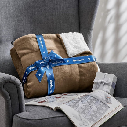 GentleSoft Sherpa Fleece Throw Blanket Twin Size for Couch - Thick and Warm Throw for Women and Men, Soft Fuzzy Plush Blanke for Winter, Grey, 60x80 Inches